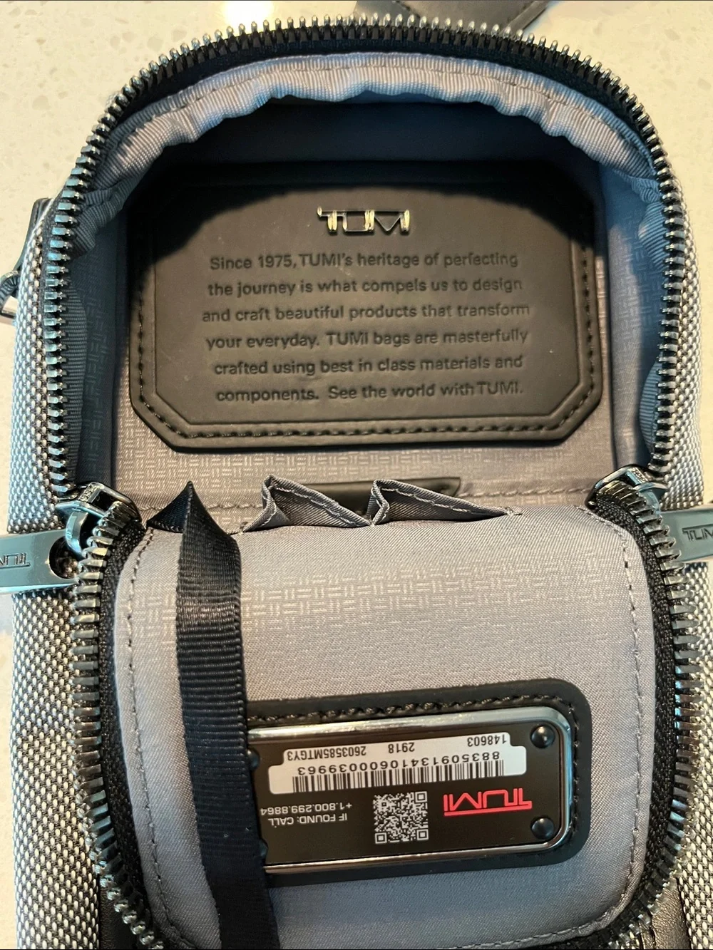 Tumi Alpha X Men's Sling Belt Bag in Gray and Black